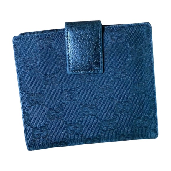 Gucci Wallet Womens Black Designer Bifold GG Monogram Snap Closure Classic Chic - Picture 2 of 7